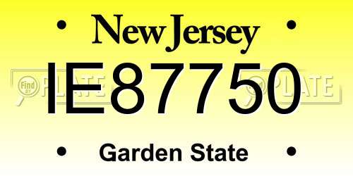 IE87750 New Jersey License Plate