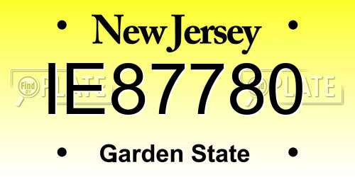 IE87780 New Jersey License Plate