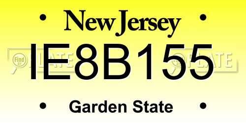 IE8B155 New Jersey License Plate