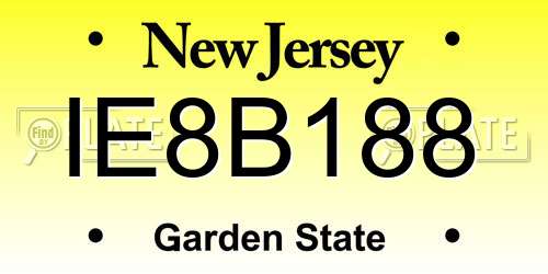 IE8B188 New Jersey License Plate
