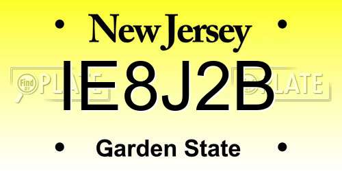 IE8J2B New Jersey License Plate