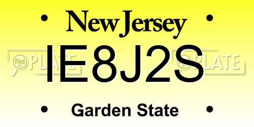 IE8J2S New Jersey License Plate