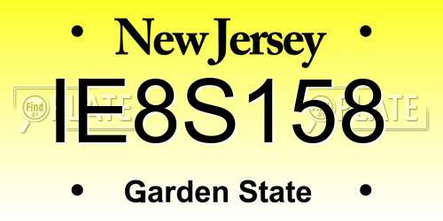 IE8S158 New Jersey License Plate