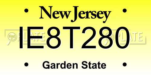 IE8T280 New Jersey License Plate