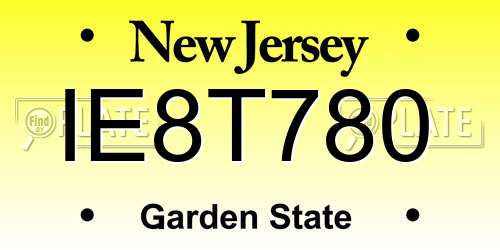 IE8T780 New Jersey License Plate