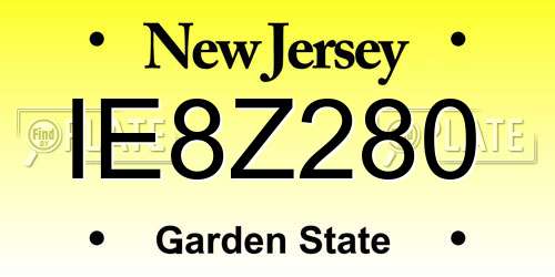 IE8Z280 New Jersey License Plate