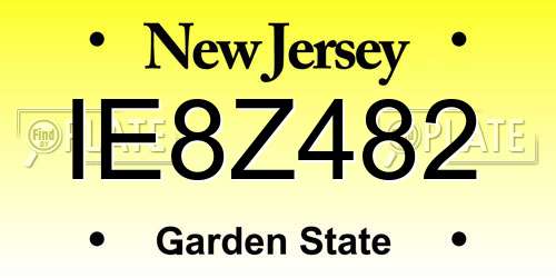 IE8Z482 New Jersey License Plate
