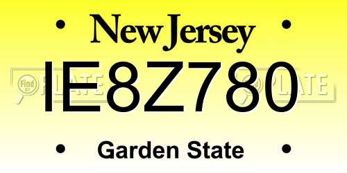 IE8Z780 New Jersey License Plate