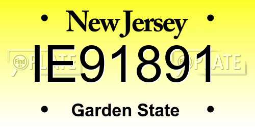 IE91891 New Jersey License Plate