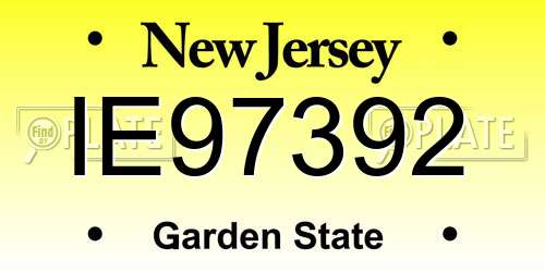 IE97392 New Jersey License Plate