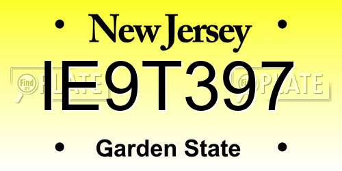 IE9T397 New Jersey License Plate