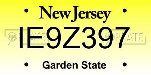 IE9Z397 New Jersey License Plate