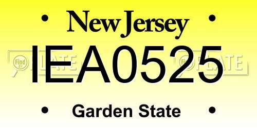 IEA0525 New Jersey License Plate