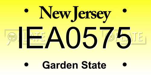 IEA0575 New Jersey License Plate