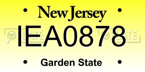 IEA0878 New Jersey License Plate