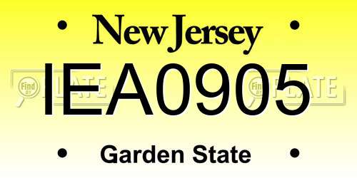 IEA0905 New Jersey License Plate