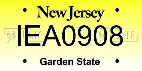 IEA0908 New Jersey License Plate