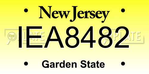 IEA8482 New Jersey License Plate