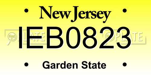IEB0823 New Jersey License Plate