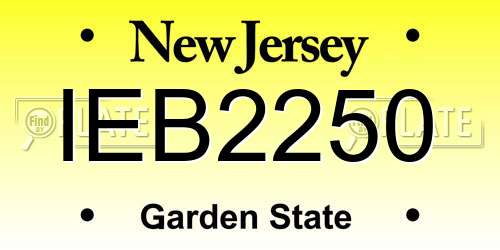 IEB2250 New Jersey License Plate