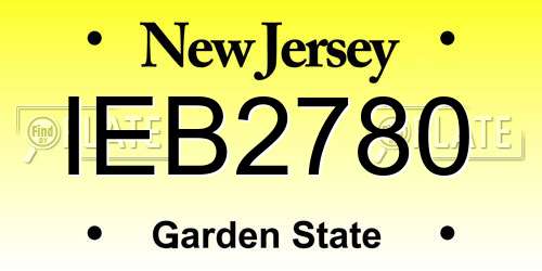 IEB2780 New Jersey License Plate