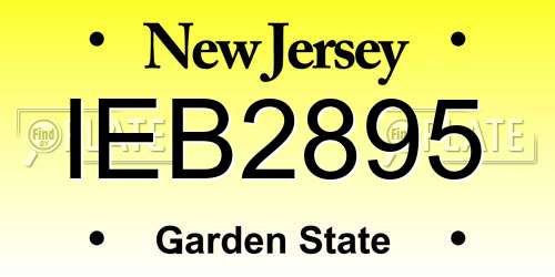 IEB2895 New Jersey License Plate