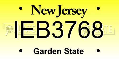 IEB3768 New Jersey License Plate