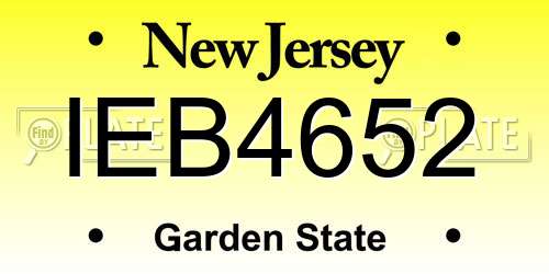 IEB4652 New Jersey License Plate
