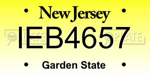 IEB4657 New Jersey License Plate
