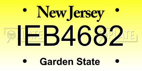 IEB4682 New Jersey License Plate