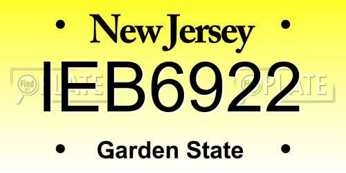 IEB6922 New Jersey License Plate