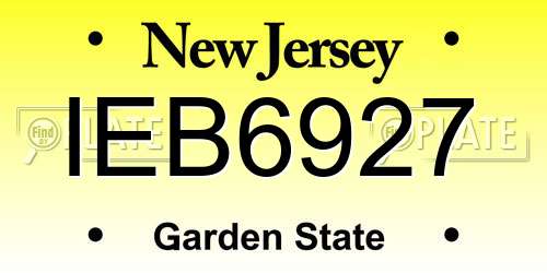 IEB6927 New Jersey License Plate