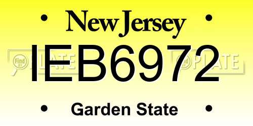 IEB6972 New Jersey License Plate