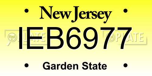 IEB6977 New Jersey License Plate