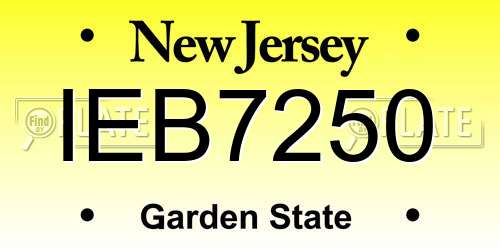 IEB7250 New Jersey License Plate