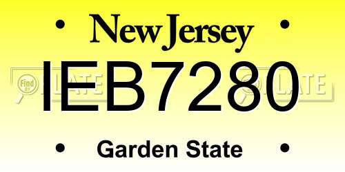 IEB7280 New Jersey License Plate