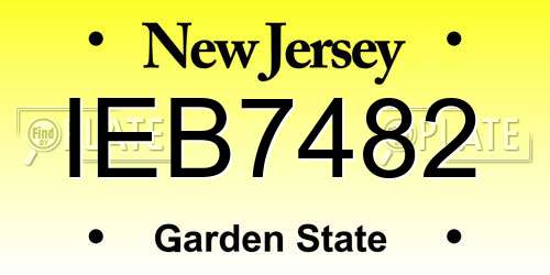 IEB7482 New Jersey License Plate