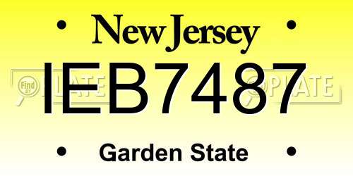 IEB7487 New Jersey License Plate