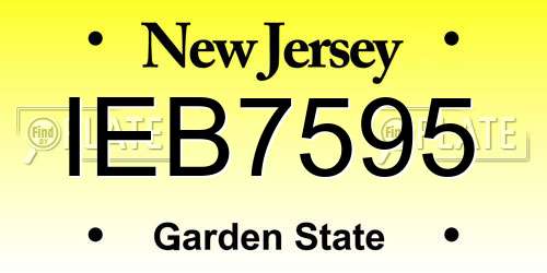IEB7595 New Jersey License Plate