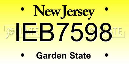 IEB7598 New Jersey License Plate