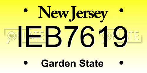 IEB7619 New Jersey License Plate
