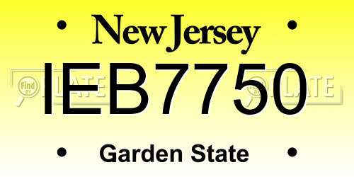 IEB7750 New Jersey License Plate