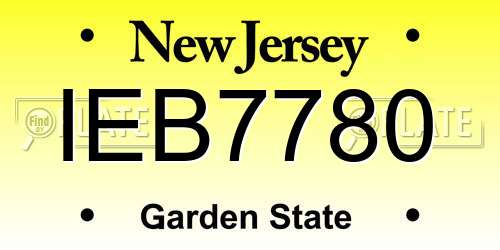 IEB7780 New Jersey License Plate