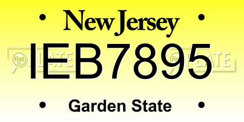 IEB7895 New Jersey License Plate