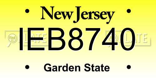 IEB8740 New Jersey License Plate
