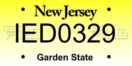 IED0329 New Jersey License Plate