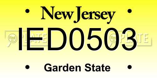 IED0503 New Jersey License Plate