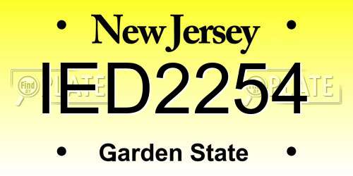 IED2254 New Jersey License Plate