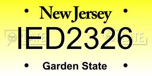 IED2326 New Jersey License Plate