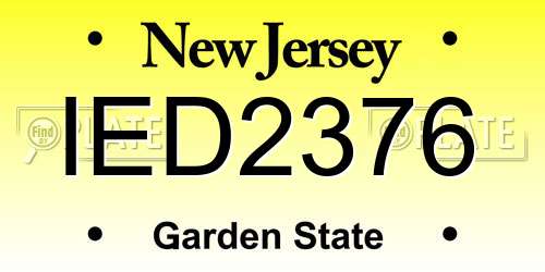 IED2376 New Jersey License Plate